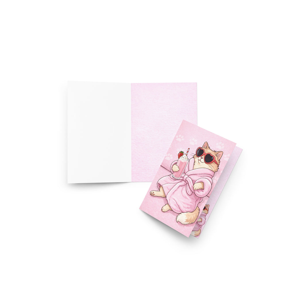 Cartão de Aniversário Ilustrado Gatinho Fashion A5 (14,8 x 21 cm) – Loucos por Cartões