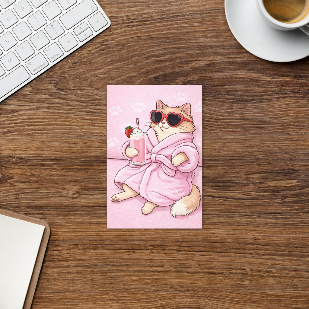 Cartão de Aniversário Ilustrado Gatinho Fashion A5 (14,8 x 21 cm) – Loucos por Cartões